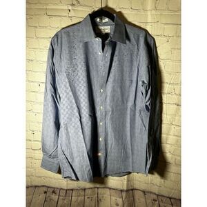 BURBERRY'S OF LONDON MENS LONG SLEEVE BLUE PATTERNED SHIRT 15‎ 1/2-34 - EUC